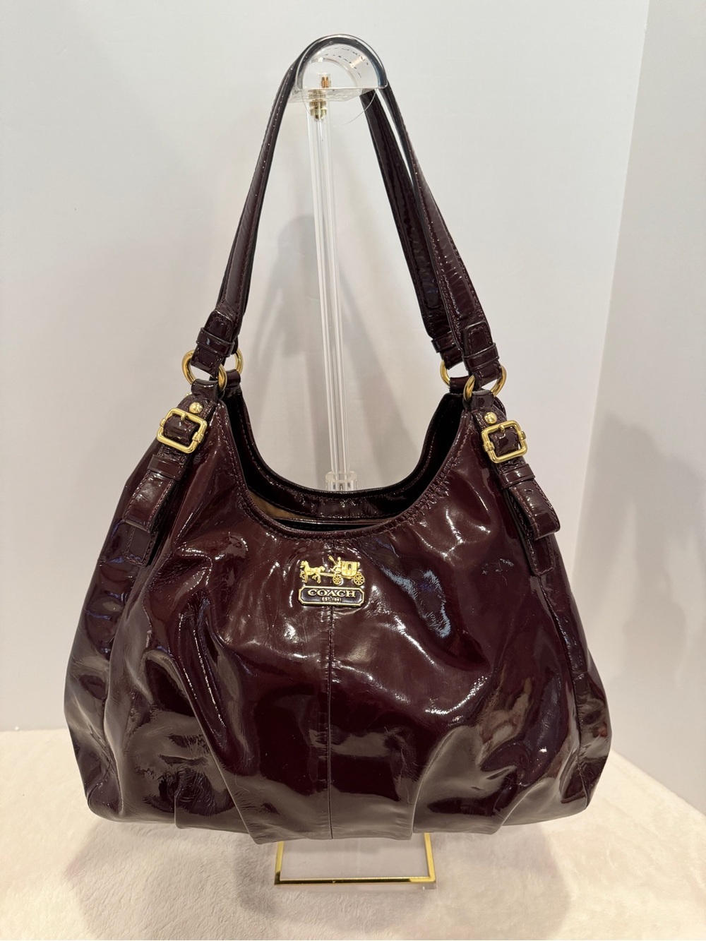 Coach Patent Leather Shoulder Bag in Plum